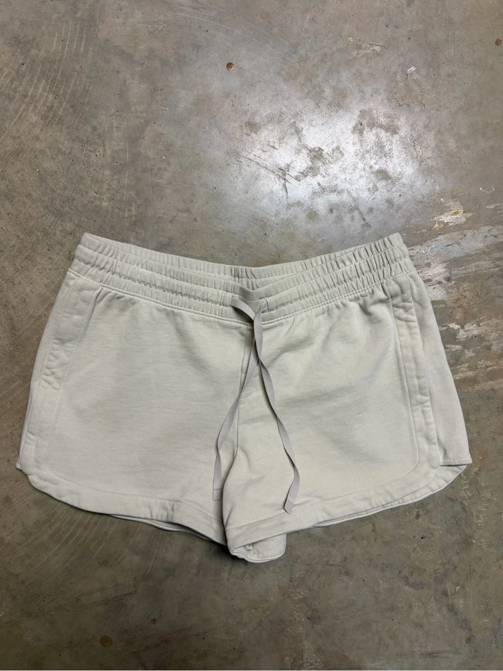 Women's Cream Athletic Drawstring Shorts